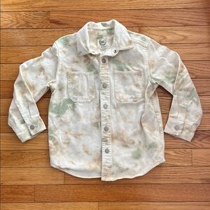 Wonder Nation Green and Tan Button-Down Shirt